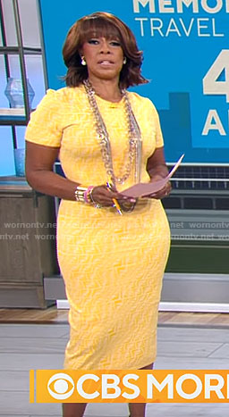 WornOnTV Gayle King s Yellow Monogram Print Dress On CBS Mornings WornOnTV Gayle King s Yellow Monogram Print Dress On CBS Mornings