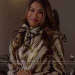 Gia’s zebra stripe tie neck blouse on All American