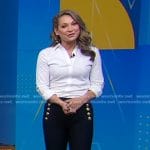 Ginger’s black pants with gold buttons on Good Morning America