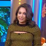 Ginger’s yellow checkered cutout sweater on Good Morning America