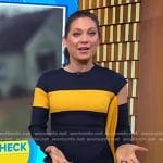 Ginger’s navy and yellow cutout sheath dress on Good Morning America