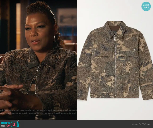 Givenchy Distressed Camouflage Jacket worn by Robyn McCall (Queen Latifah) on The Equalizer