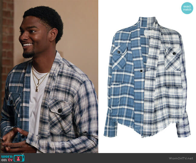 Greg Lauren Plaid-check Print Jacket worn by JR (Sylvester Powell) on All American Homecoming