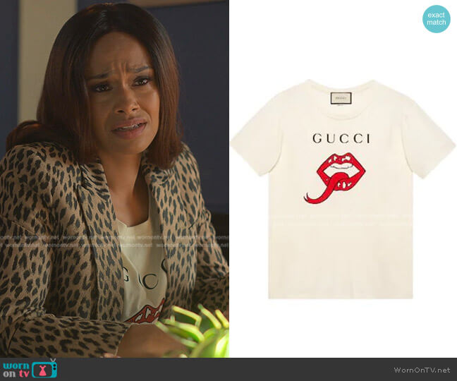 Gucci Mouth Print T-shirt worn by Shanelle Tucker (Shannon Kane) on Reasonable Doubt