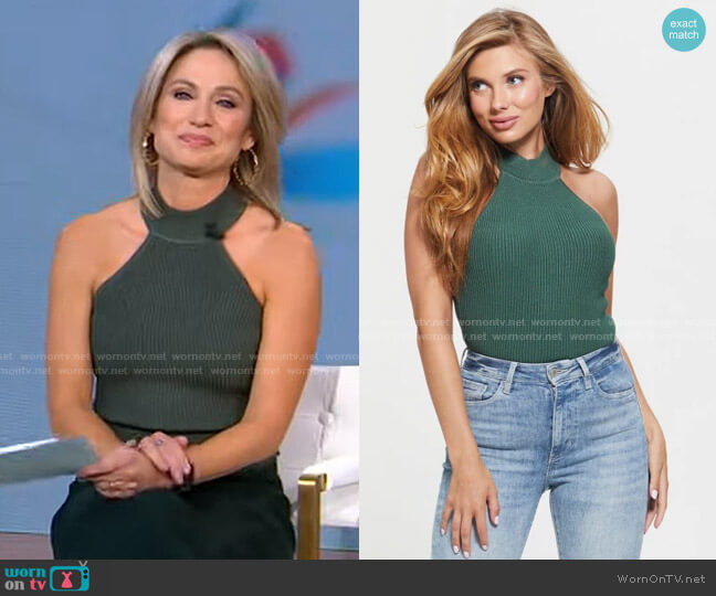Guess Eco Shayna Mock Neck Top worn by Amy Robach on Good Morning America
