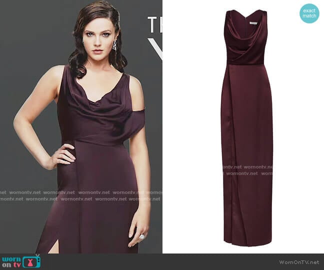 Halston Draped Satin Slip Gown worn by Tessa Porter (Cait Fairbanks) on The Young and the Restless