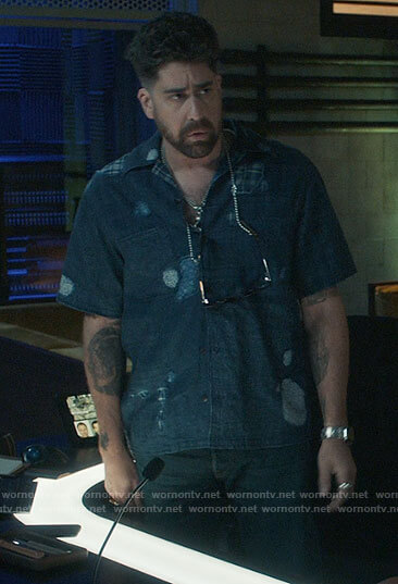 Harry’s patchy denim shirt on The Equalizer