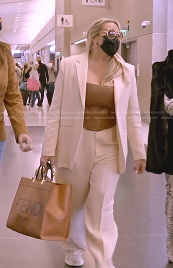 Heather’s brown leather top and Fendi tote bag on The Real Housewives of Salt Lake City