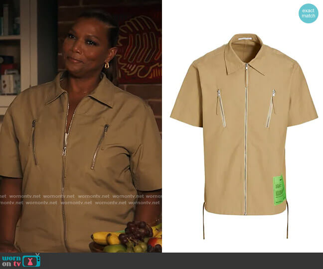 Helmut Lang Zip Short Sleeve Shirt worn by Robyn McCall (Queen Latifah) on The Equalizer