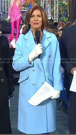 Hoda’s blue double breasted coat on Today
