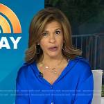 Hoda’s blue satin button up shirt on Today