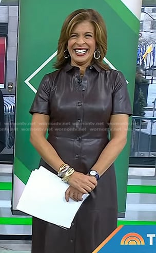 Hoda’s brown leather shirtdress on Today