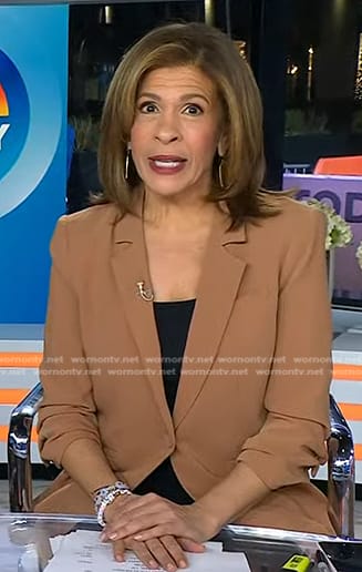 Hoda's brown ruched sleeve blazer on Today