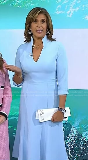 Hoda’s light blue v-neck dress on Today