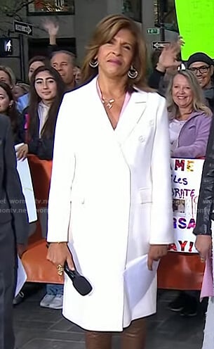 Hoda’s white double breasted coat on Today