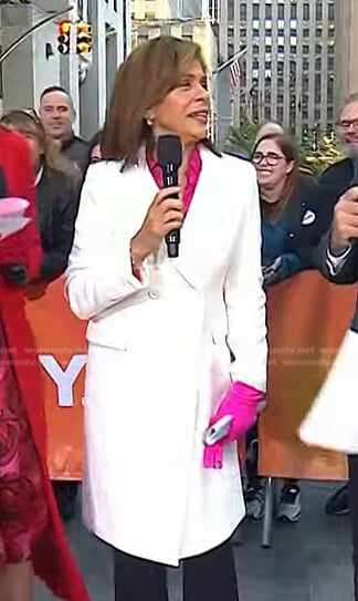 Hoda’s white double breasted coat on Today