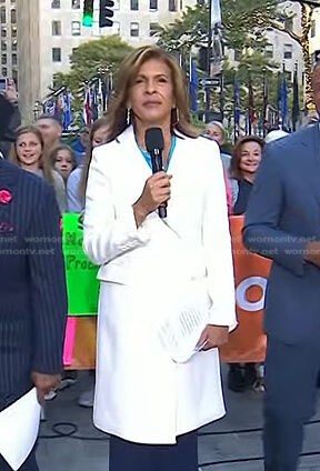 Hoda’s white double breasted coat on Today