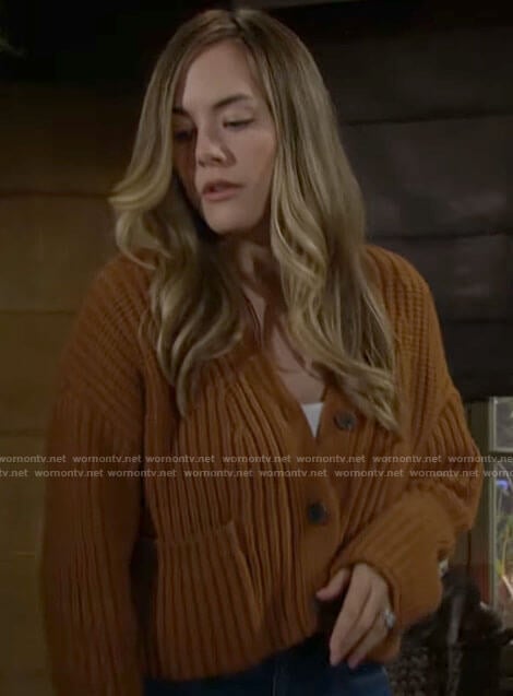 Hope’s mustard cardigan on The Bold and the Beautiful