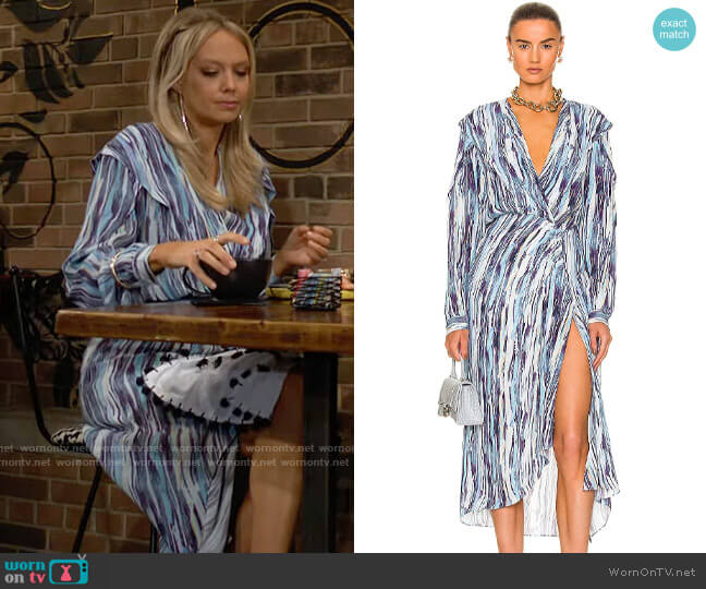 IRO Iniam Midi Dress worn by Abby Newman (Melissa Ordway) on The Young and the Restless