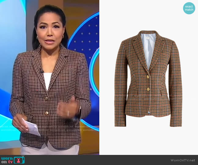 J. Crew Rhodes Blazer In Houndstooth Wool worn by Stephanie Ramos on Good Morning America