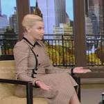 Jaime Pressly’s brown check dress on Live with Kelly and Ryan
