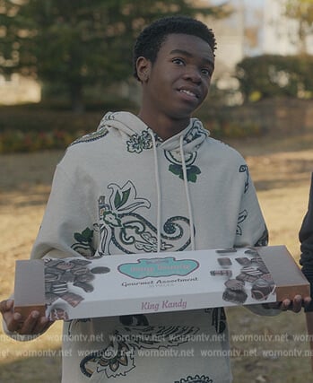 Jakeem's white paisley hoodie on Stargirl