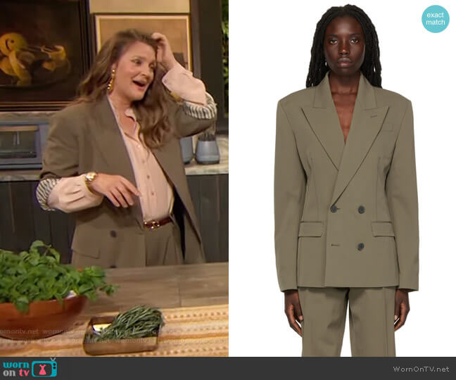 Jean Paul Gaultier Double-breasted wool-blend blazer worn by Drew Barrymore on The Drew Barrymore Show