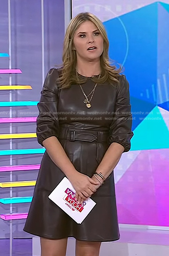 WornOnTV: Jenna’s brown leather belted dress on Today | Jenna Bush ...