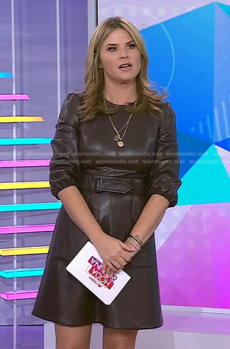 Jenna's brown leather belted dress on Today