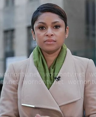 Jericka Duncan’s camel coat on CBS Mornings