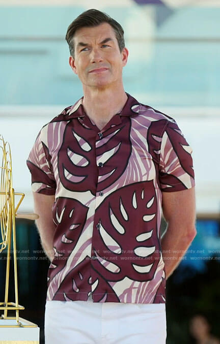 Jerry's burgundy leaf print shirt on The Real Love Boat