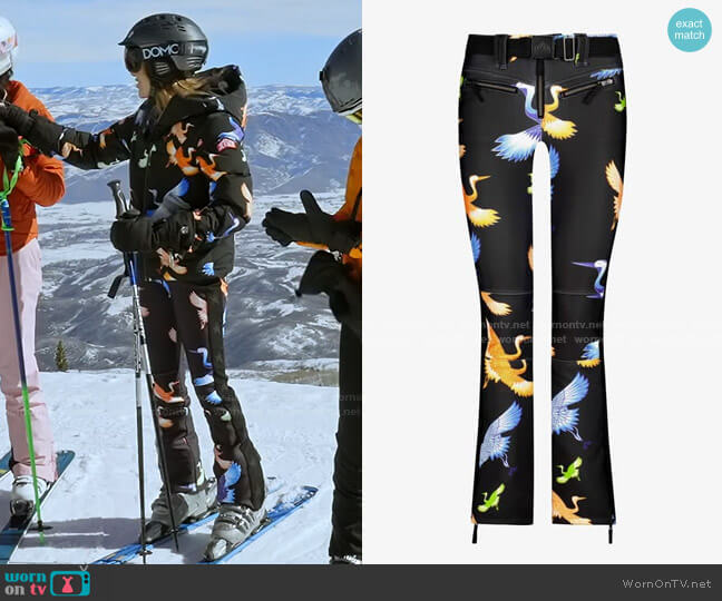 Jetset Tiby Belted Printed Ski Pants worn by Angie H on The Real Housewives of Salt Lake City