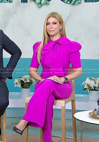 WornOnTV: Jill’s pink tie neck jumpsuit on Today | Jill Martin ...