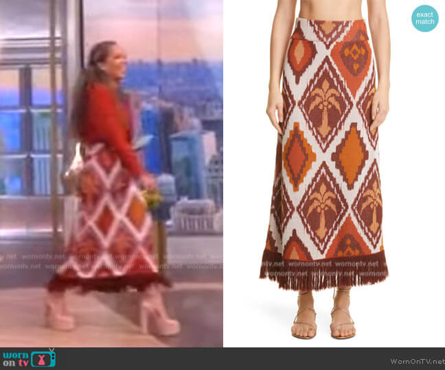 Johanna Ortiz Tribal Poems Cotton Midi-Skirt worn by Sunny Hostin on The View