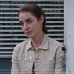 Jules’s beige denim jacket on Greys Anatomy