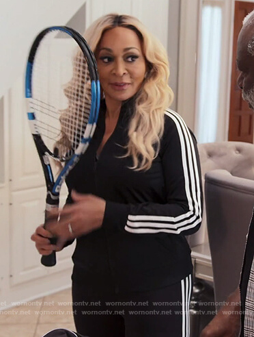 Karen's black Adidas jacket on The Real Housewives of Potomac