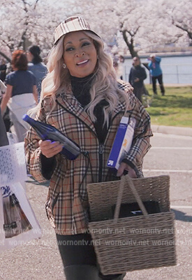 Karen's plaid coat on The Real Housewives of Potomac