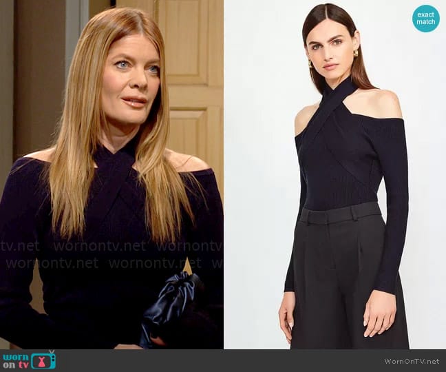 Karen Millen Cross Neck Long Sleeve Knitted Top worn by Phyllis Summers (Michelle Stafford) on The Young and the Restless