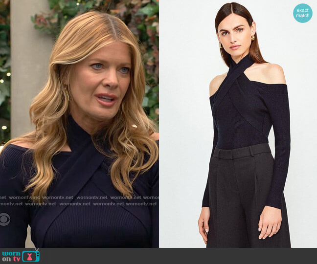 Karen Millen Cross Neck Long Sleeve Knitted Top worn by Phyllis Summers (Michelle Stafford) on The Young and the Restless