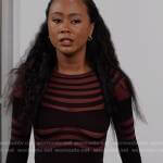 Keisha’s stripe mesh bodysuit on All American Homecoming