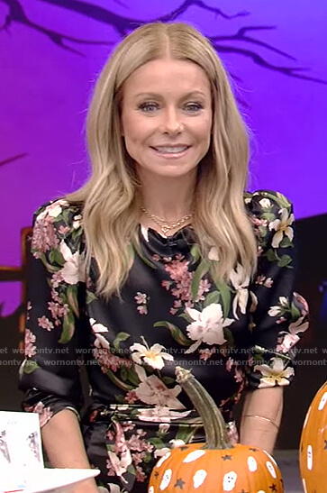 Kelly’s black floral dress on Live with Kelly and Ryan