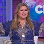 Kelly’s purple paisley print dress on The Kelly Clarkson Show
