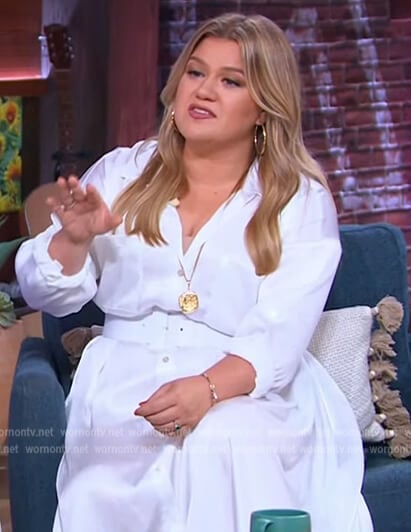 WornOnTV: Kelly’s white maxi dress on The Kelly Clarkson Show | Kelly