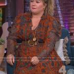 Kelly’s red floral print midi dress on The Kelly Clarkson Show