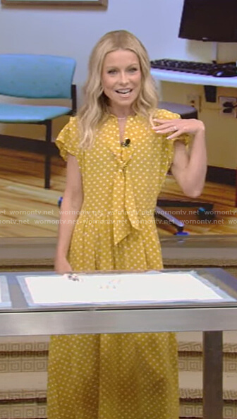 Kelly’s yellow polka dot dress on Live with Kelly and Ryan