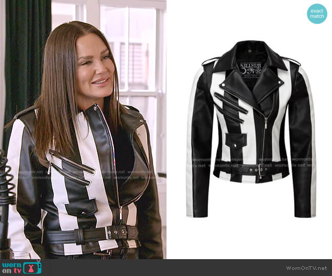 Killstar Beetlejuice Leather Jacket worn by Meredith Marks on The Real Housewives of Salt Lake City