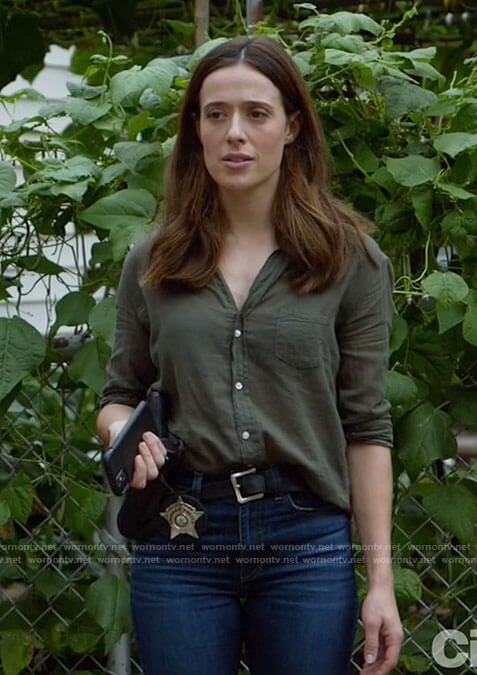 Kim’s green button down shirt on Chicago PD
