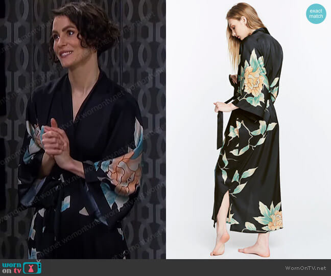  Aimi Kimono Robe Kim + Ono worn by Sarah Horton (Linsey Godfrey) on Days of our Lives