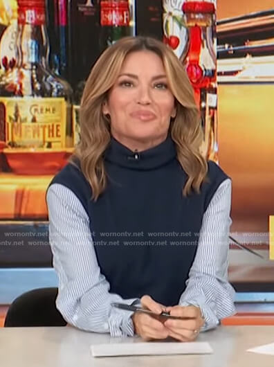 Kit’s blue mixed media sweater on Access Daily