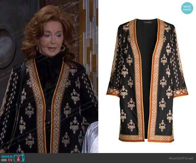 Kobi Halperin Rowen Embroidered Linen-Blend Coat worn by Maggie Horton (Suzanne Rogers) on Days of our Lives